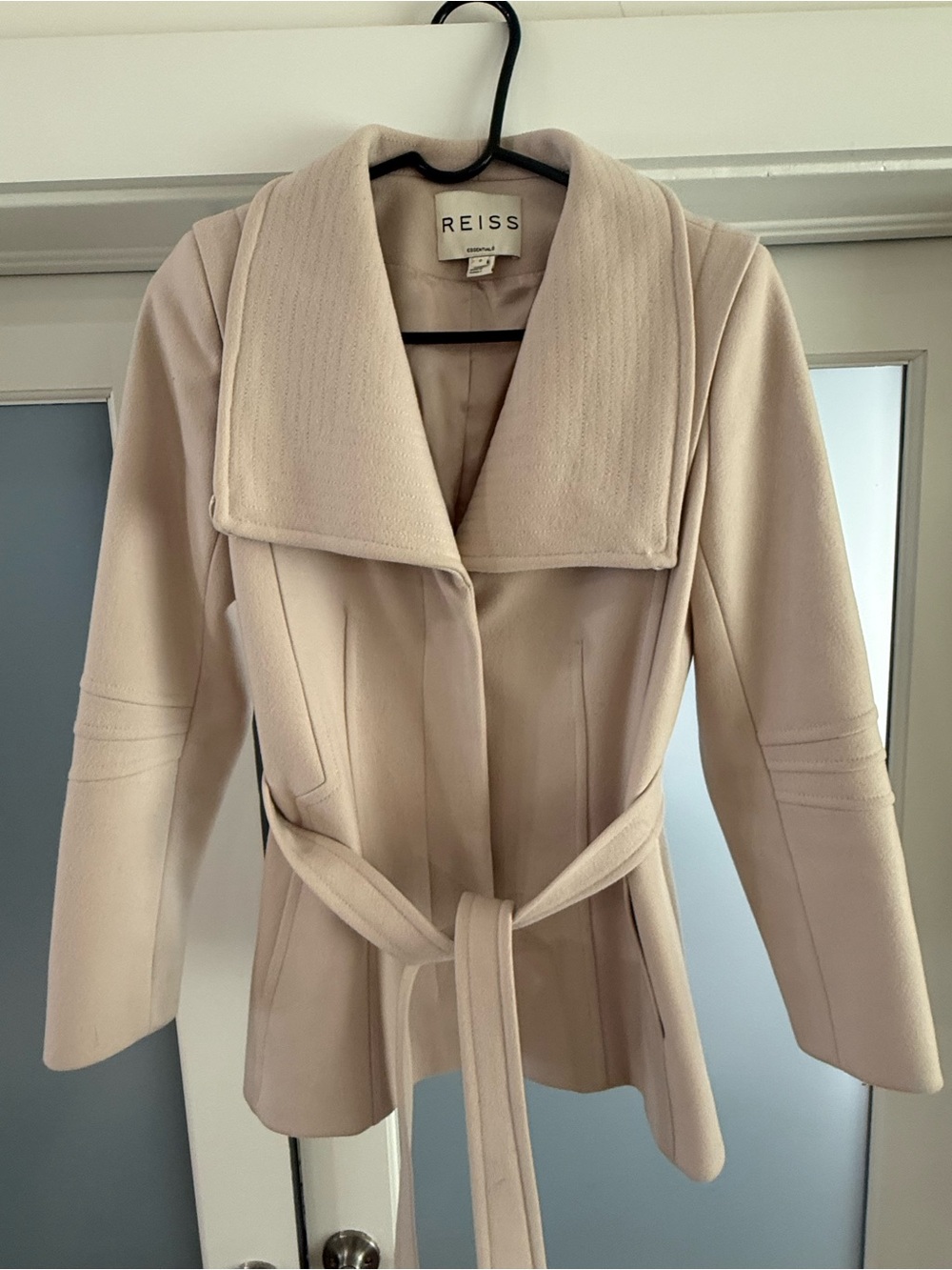 REISS Pink Women's Belted Wool Blend Coat Size Small